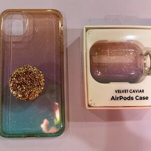 Velvet Caviar Glitter Phone Case - Gold and Blue